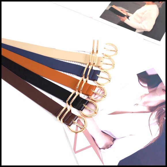3 Pack Women\'s Skinny Leather Belts Gold Buckle Fashion Elegant Minimal Chic main image 6